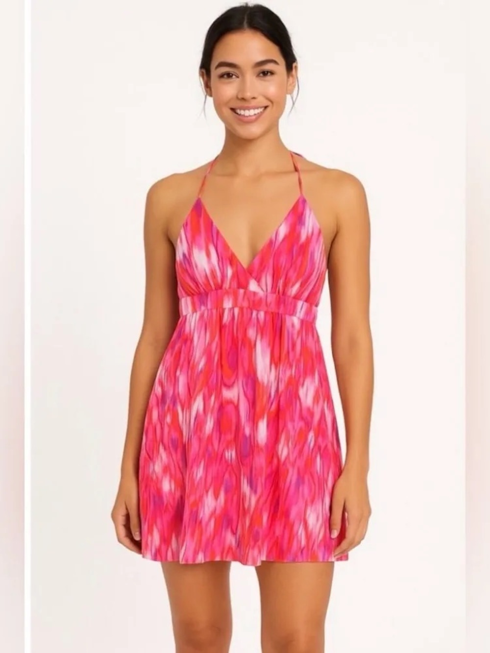 Athleta | Pink & Red Halter Mini Dress | Size M | EUC